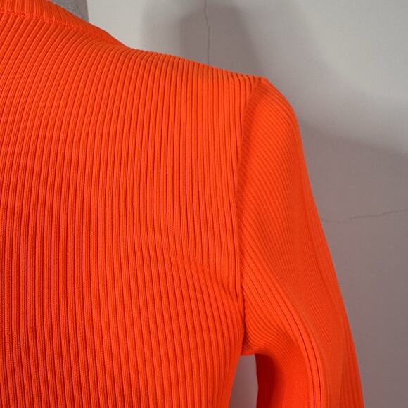 Christopher Kane SS20 Neon Orange Crystal Neck Knit Mini Dress NWT Size 40 - Picture 9 of 13